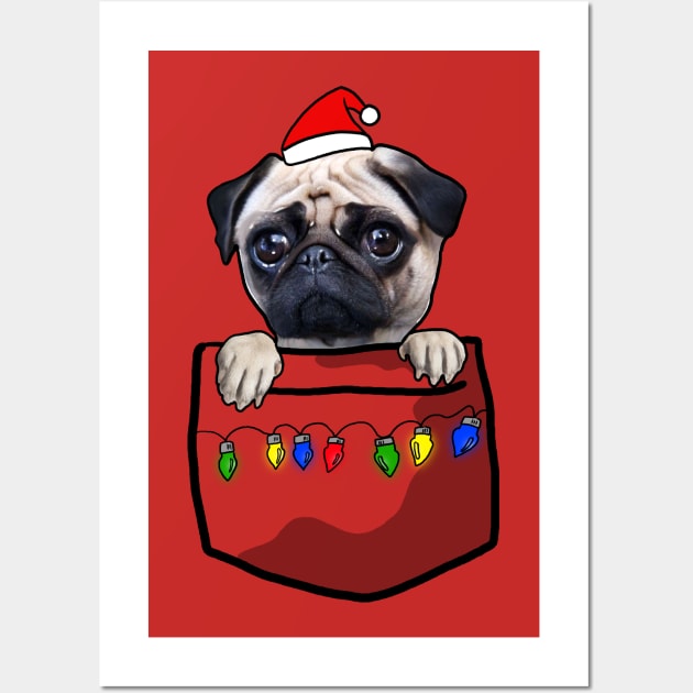 Pug christmas pocket tee Wall Art by absolemstudio